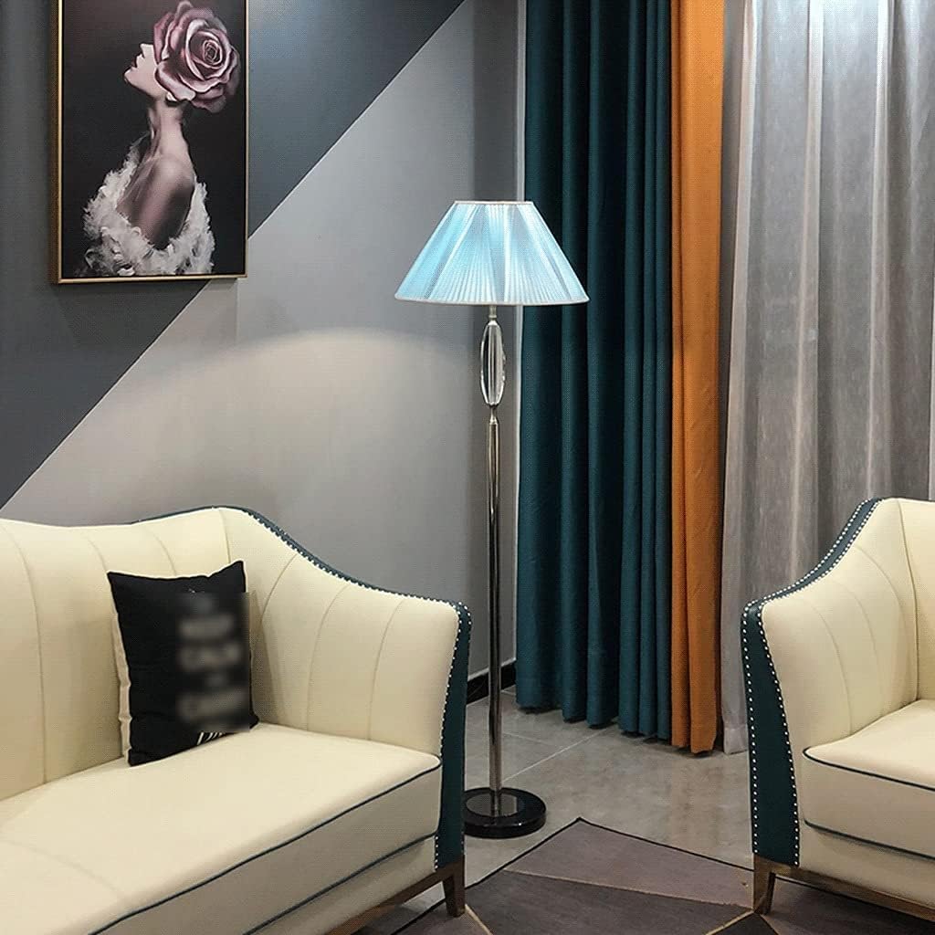 Elegante vloerlamp kristallen decoratie blauwe eenvoudige staande lamp met zwarte marmeren voet hoge paal lamp decor hoge lampen