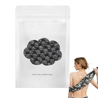 Blissal Exfoliating Shower Towel, 2-in-1 Premium Scrub Wash Cloth, Deep Exfoliating,Body Scrubber with 2 Sides for All Skin Types (Black) - Amazon product rated Grade A