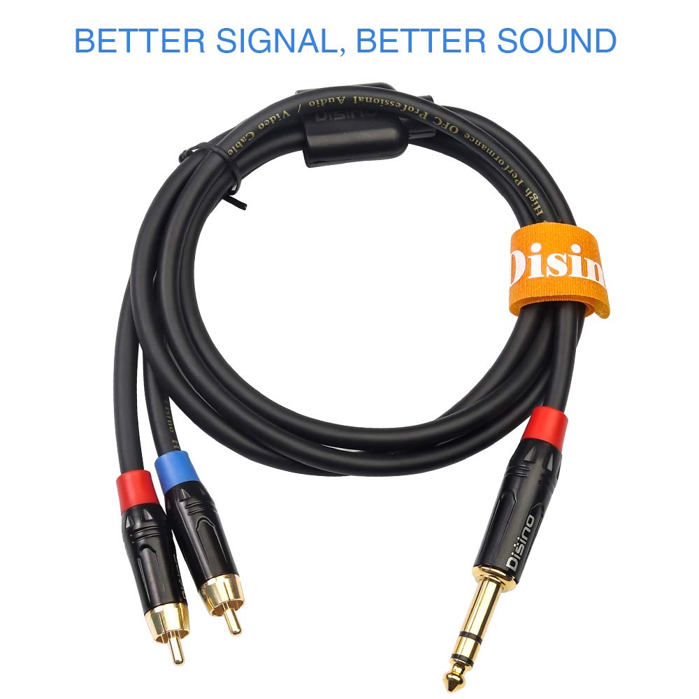 Cinch-auf-1/4-Zoll-Adapterkabel, 6,35-mm-TRS-Stecker auf Dual-Cinch-Audio-Y-Splitter-Kabel, 1/4-Zoll-Stereo-auf-2 Cinch-Anschlüsse, 2 m