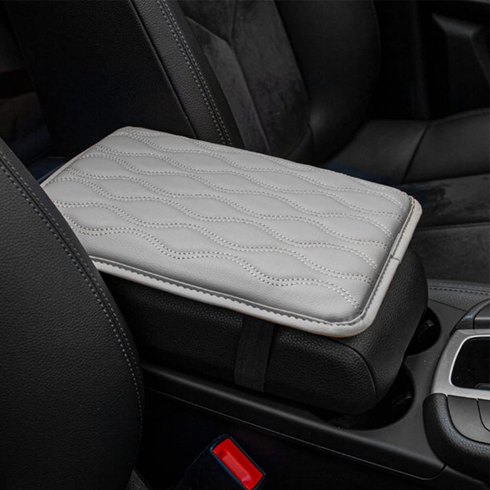 Cuscino per Bracciolo Auto Universale, Fodera in Pelle con Texture di Pelle per Console Centrale dell'Auto, Accessori di Protezione Interna per la Maggior Parte delle Auto, SUV e Camion (Nero