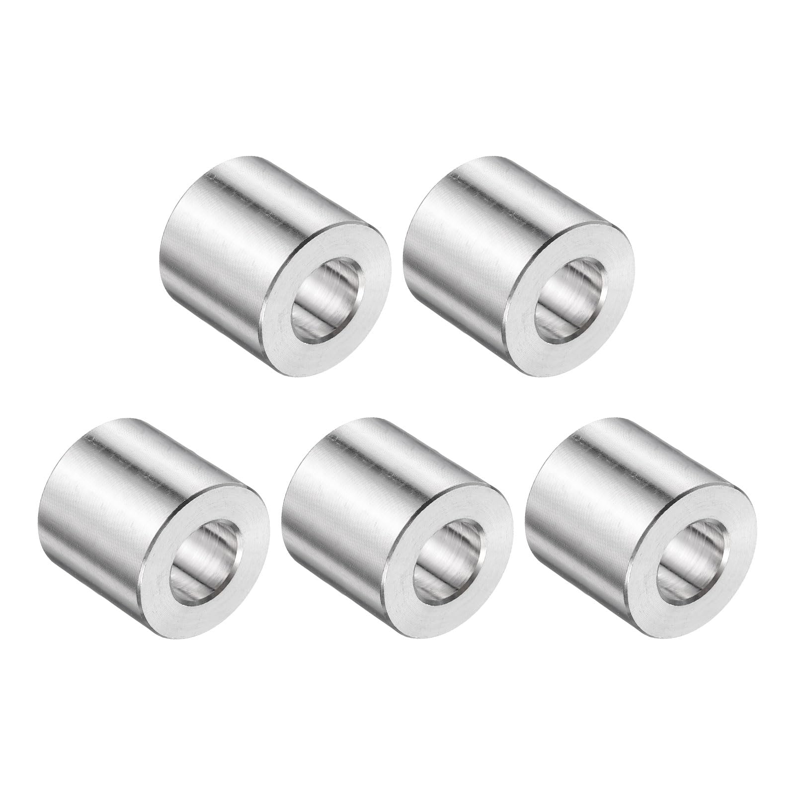 uxcell 5pcs Stainless Steel Spacer 1/2" Bore x 1" OD x 7/8" Length Screw Bushing Plain Finish Round Metal Spacer for M12 Screws Bolts and Rods