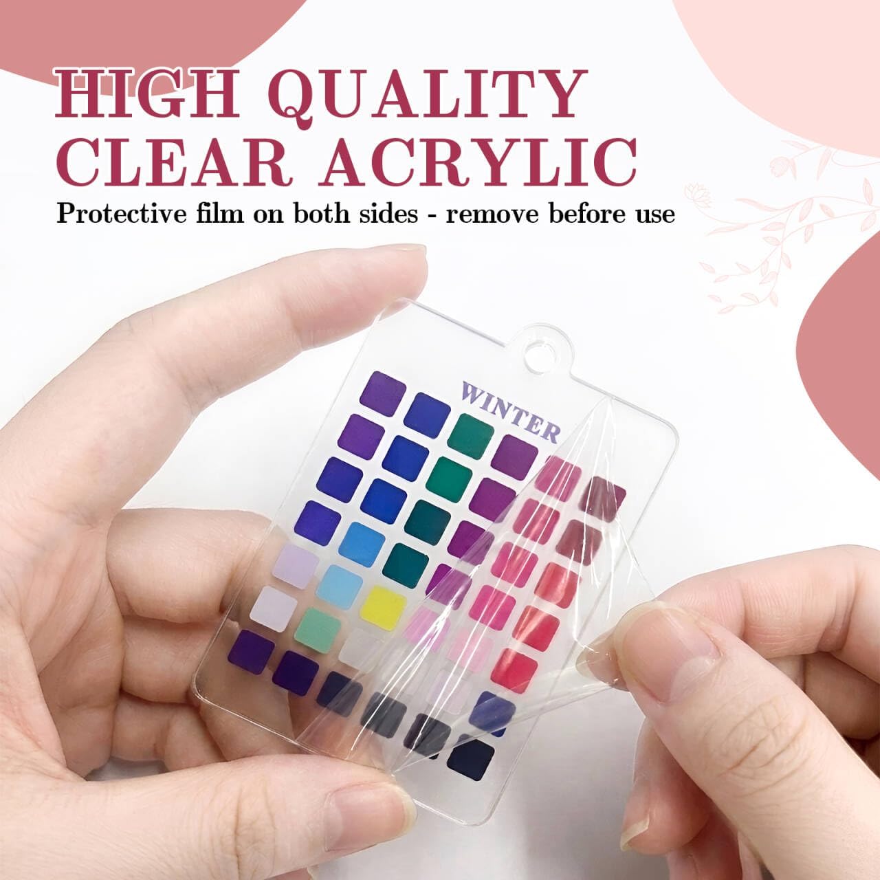 4PCS Seasonal Color Analysis Swatch with Rope, Clear Acrylic | Portable Seasonal Palette for Personal Colors Styling Guide, 4 Season Color Palette Card for Outfits Makeup Skin Tone Matching