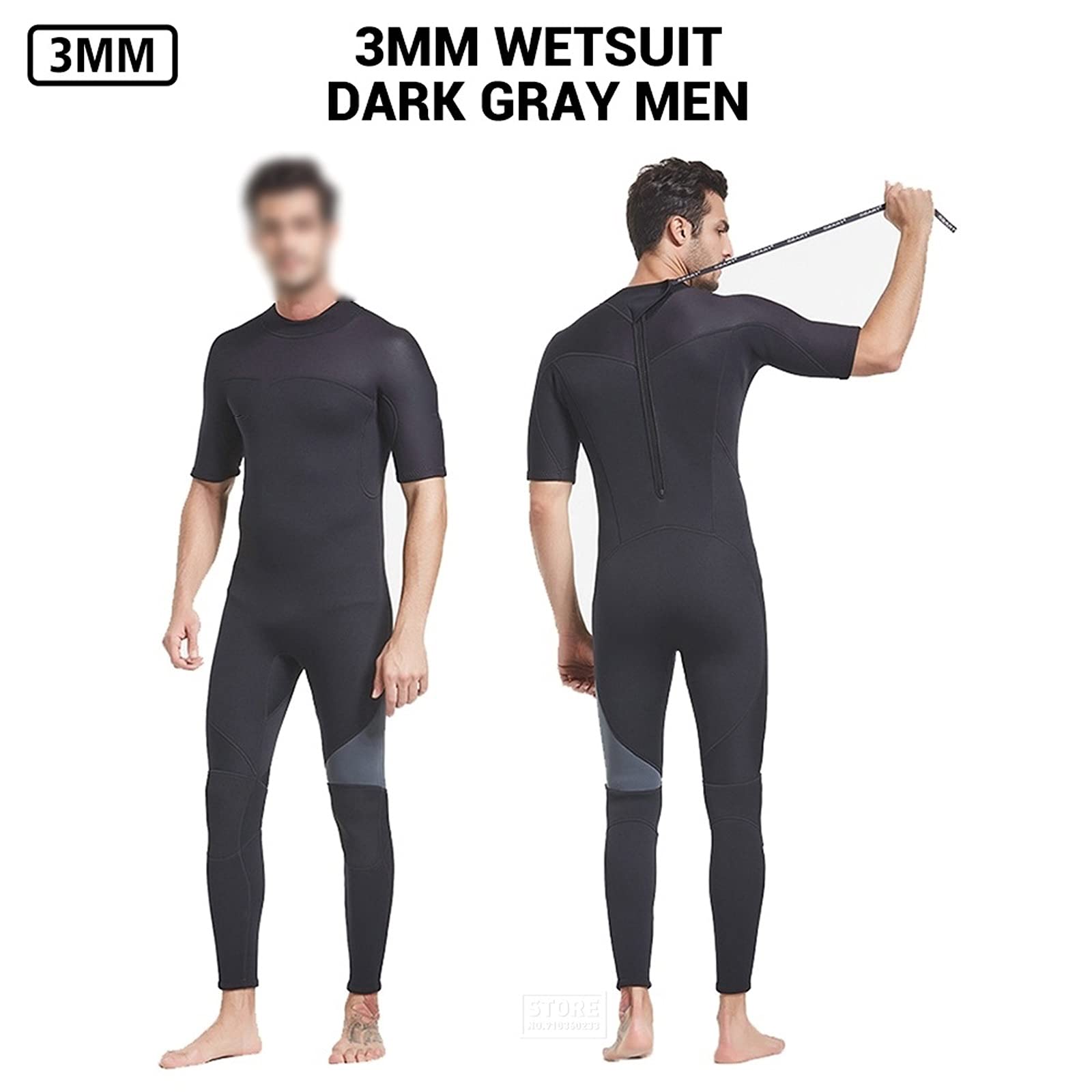 Muta da uomo in neoprene 3 mm Muta windsurf uomo pesca subacquea subacquea subacquea pesca subacquea pesca subacquea nuoto kitesurf abbigliamento da surf tuta bagnata wakeboard (3XL)