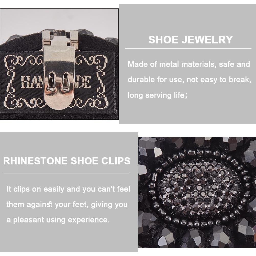 GORGECRAFT 1 Box of 2 Pieces Rhinestone Alloy Clips for Shoes Black Beads Ornaments Removable Jewelry Clip Buckles for Women Shoes Heels Bridal Bags — view 6