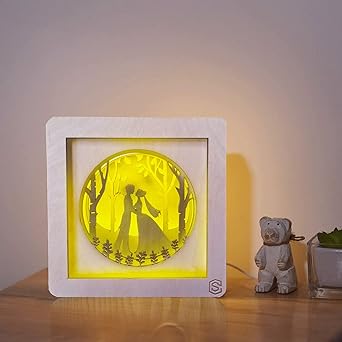 CRISELL Wooden Night Lamp or Table Lamp with Brightness Adjustable Switch and Knob for Bedroom, Living Room, Kids and Guest Room, Night Stand Bulb for Decoration and Gift, Warm Shade (Couple Lamp)