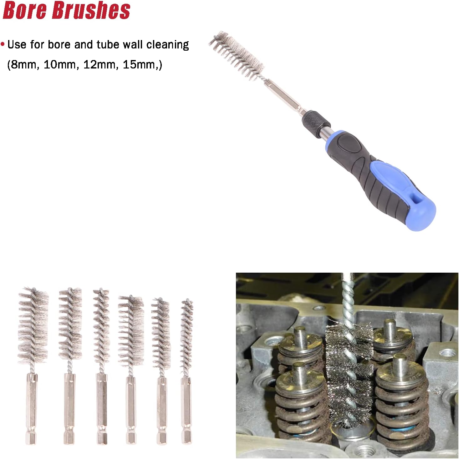 Professional Diesel Injector Seat Brush Master Cleaning Kit, Cylinder Heads Stainless Steel