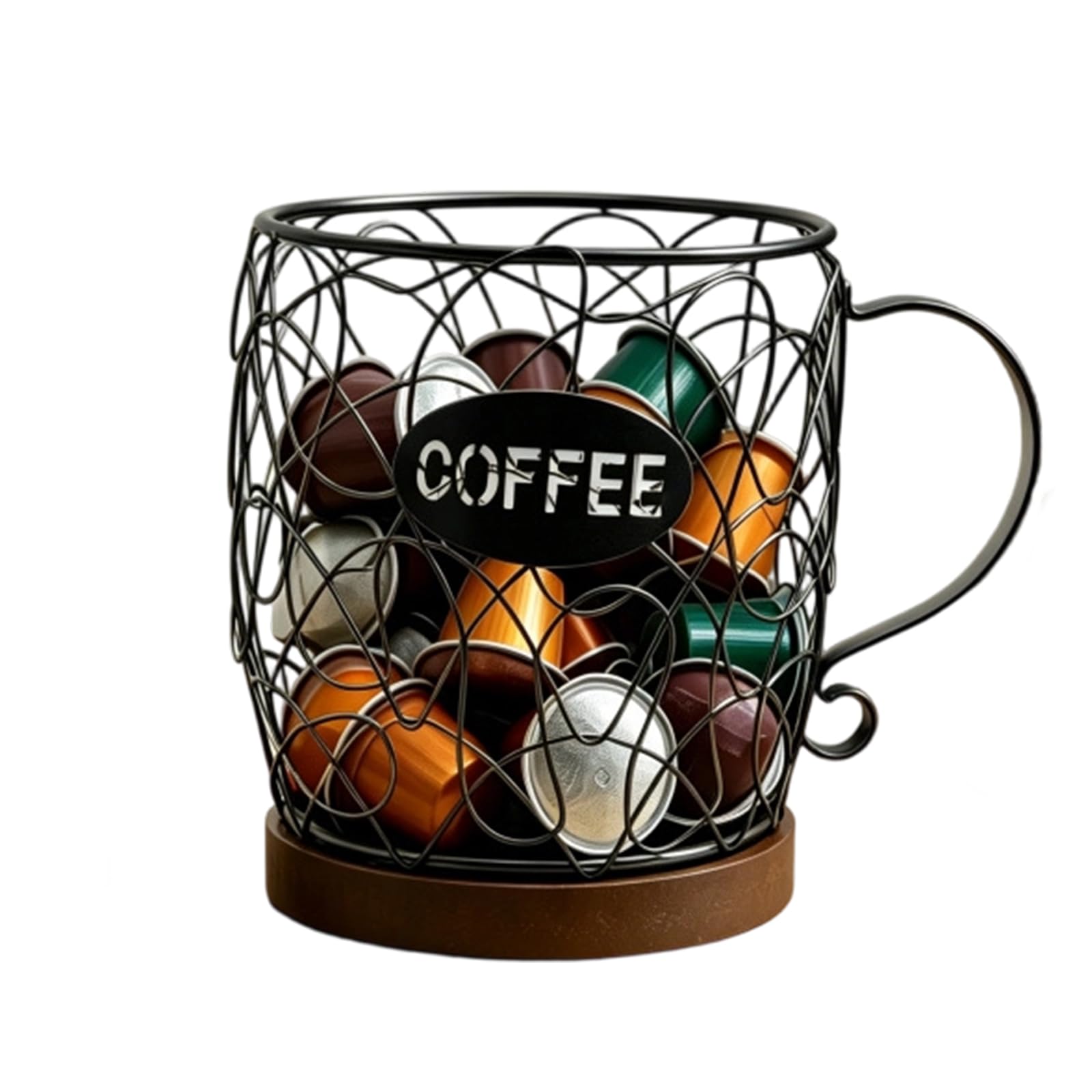 Kaeltsyn Black Sturdy Metal Coffee Pods Dispenser For Quick Access In Busy Morning Routines Space Saving Coffee Storage