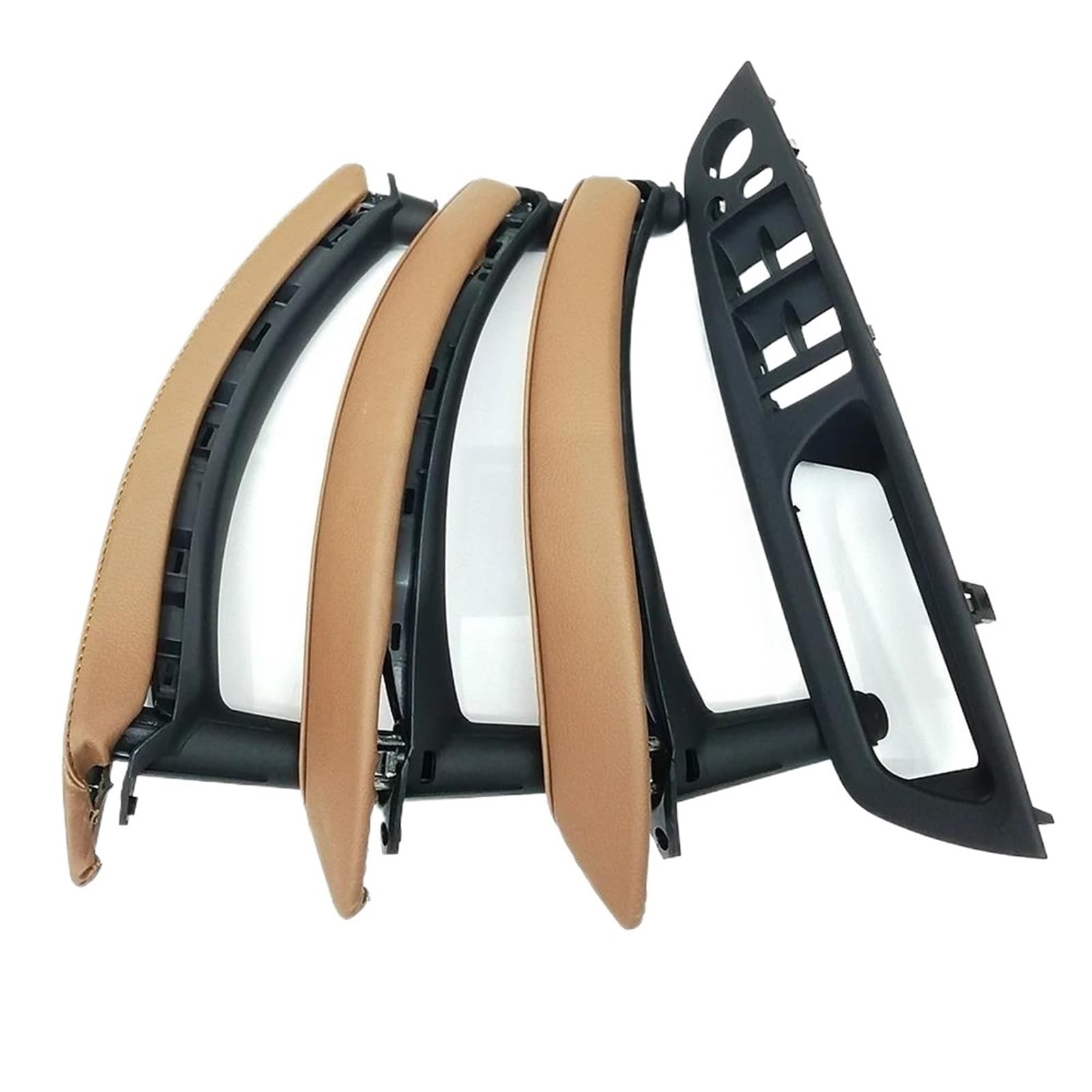 Kmage Rhd Brown 7Pcs Interior Door Handle Rhd Interior Door Armrest Handle Leather For X5 X6 E70 E71 E72 2007-2014