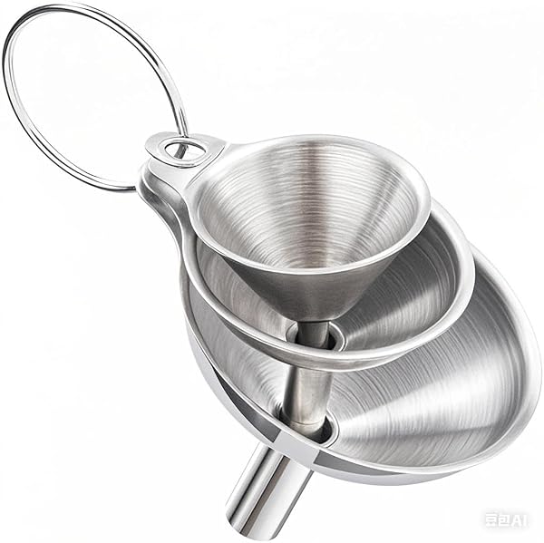 3-Piece Stainless Steel Funnel Set for Olive Oil Dispenser Bottle, Kitchen Gadget, Large & Small Sizes, for Home Use - 1