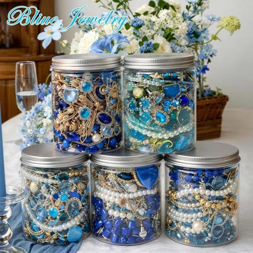 Image of SMUOBT Mystery Jewelry Jar Bundle - Surprise Vintage Jewelry Box for Women,Gift Jewelry Set (Necklace, Earrings, Rings,Kracelet,Keychain) - Unique Birthday Gift for Women