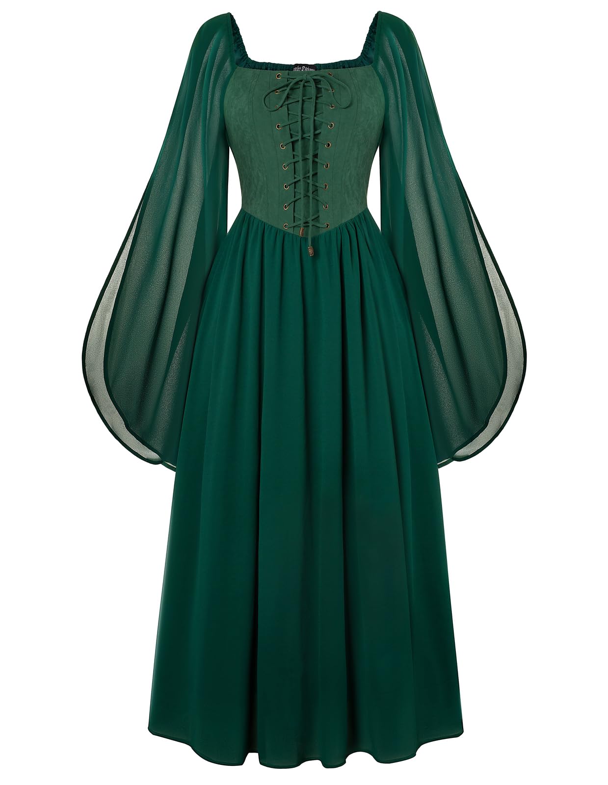 Scarlet Darkness Renaissance Costume Women Pirate Dresses Split Bell Sleeve Medieval Ren Faire Dress with Pockets