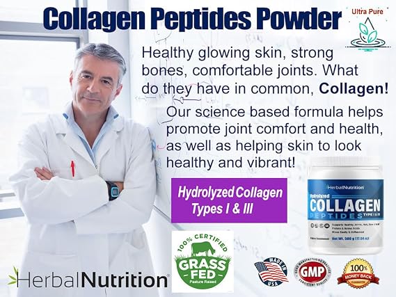 Ultra Pure Collagen Peptides Powder Hydrolyzed Proteins are Vital Proteins for Skin Hair Nails and Joint Health, Keto, Paleo Friendly, Non-GMO, Gluten Free, 25, 20mg Servings, 1 Container