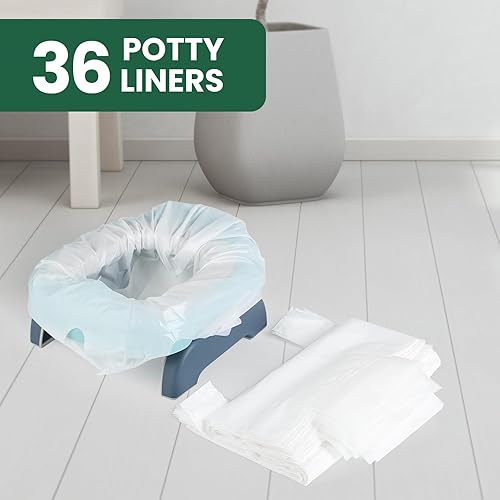 Miniatura 10 de Paquete de 72 bolsas desechables para inodoro portátil, bolsas de repuesto para orinal de viaje para niños pequeños con almohadillas