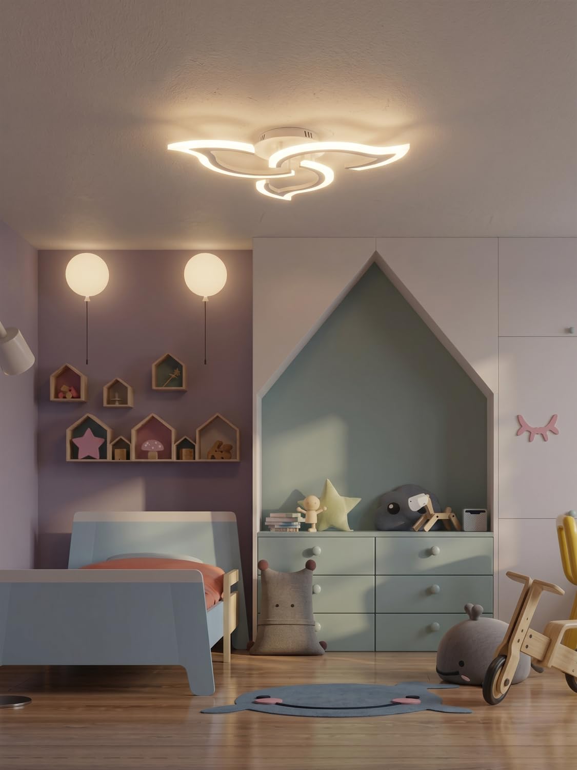 Plafoniera Smart Compatibile con Alexa, LED Dimmerabile con App e Controllo Vocale, Lampadario Moderno a Fiore con Telecomando per Camera da Letto, Sala da Pranzo, Cucina, WiFi 2.4GHz, Bianco
