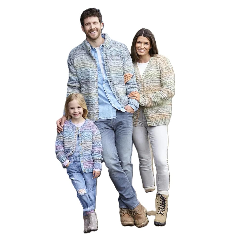 Knitting Pattern Family Cable Knit Long Sleeve Cardigan King Cole Aran 6221