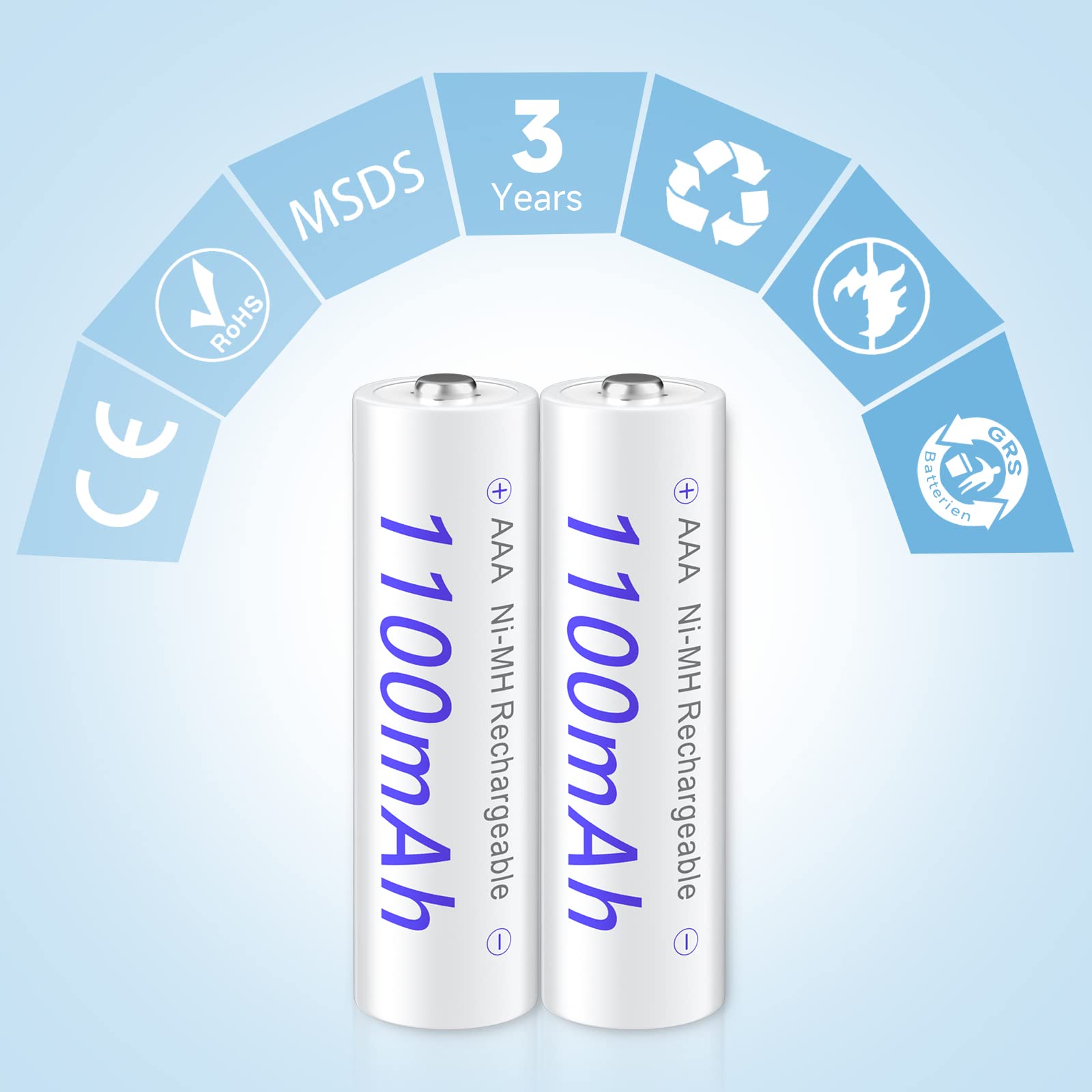 Lot de 8 piles AA rechargeables 3000 mAh 1,2 V et piles rechargeables AAA 1100 mAh 1,2 V NiMH avec 8 baies LCD Chargeur de batterie pour piles AA AAA 1,2 V