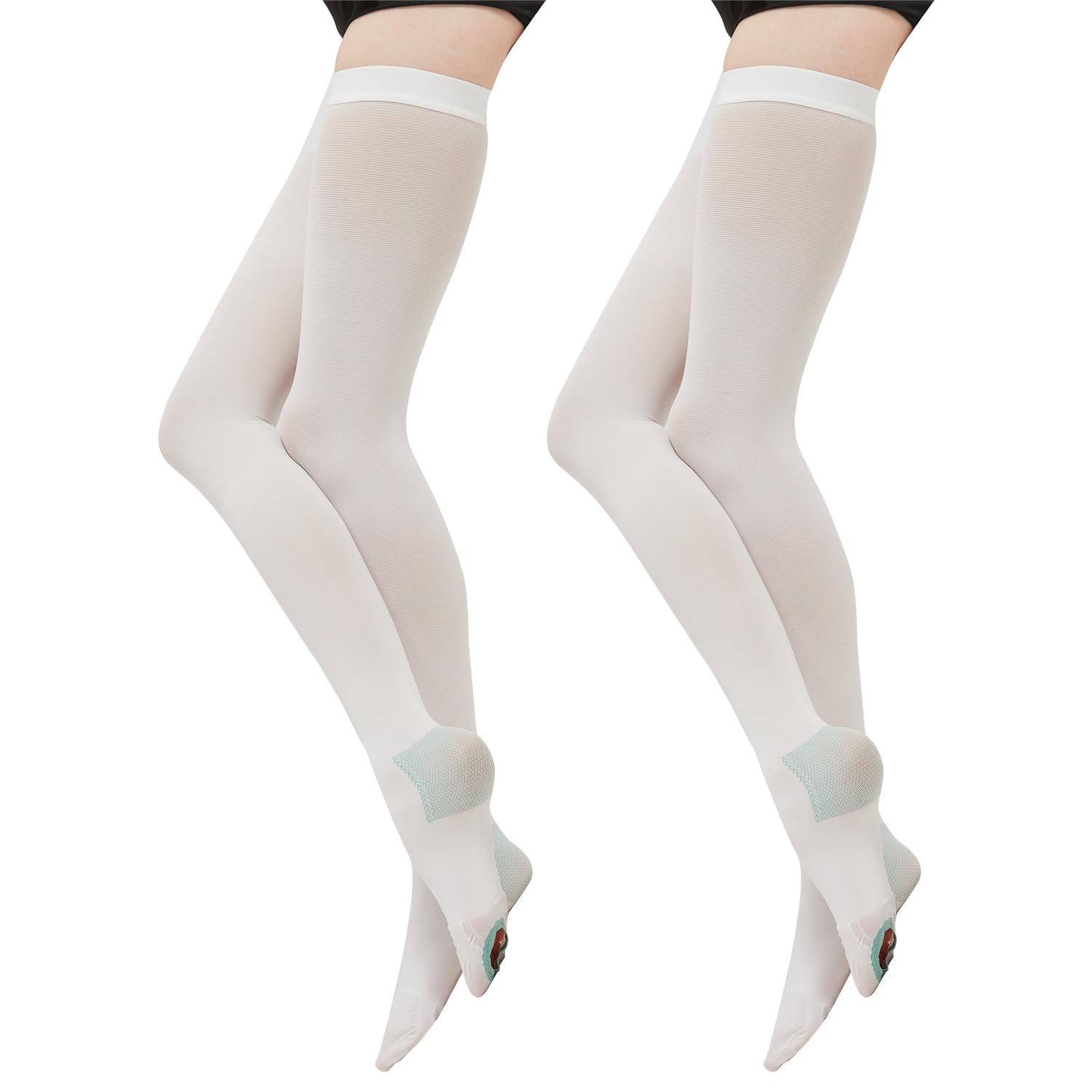 2 pares de medias de compresión antiembolia hasta el muslo para mujeres y hombres, 15-20 mmHg, calcetines TED, talla extra grande