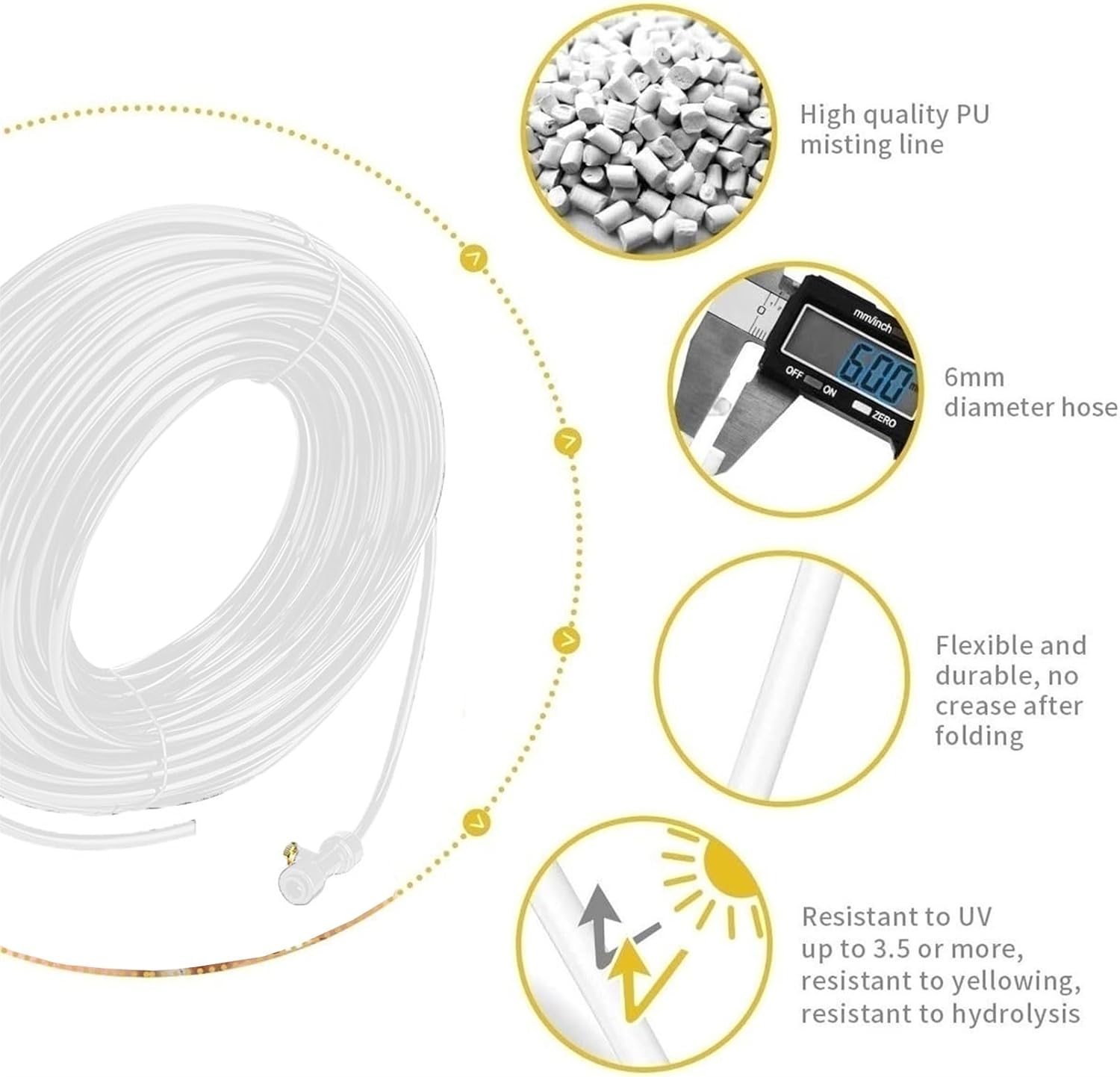 Misting Cooling System with Pump DIY Plant Watering Devices Misting Cooling System Fog Cooling Misting Line + Mist Nozzles +3/4"" Faucet Adapter, Water Mist Hose for Outside Patio Garden Greenhouse Um