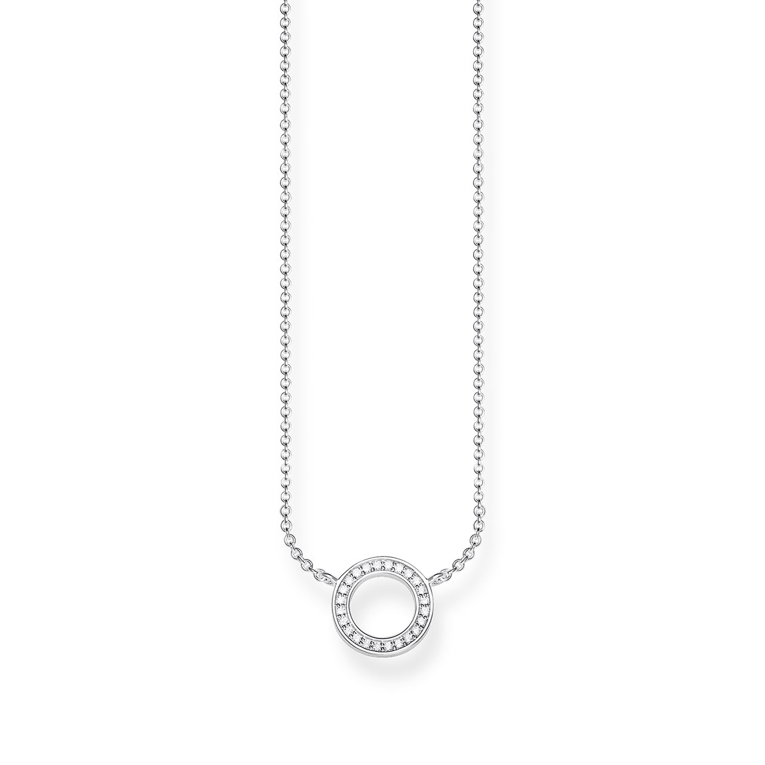 Thomas Sabo Silver Open Circle Necklace KE1650-051-14 - Zirconia White - Sterling Silver - Adjustable Length