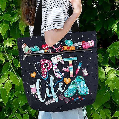 Image of 84hoods Large Waterproof Tote Bag with Pockets and Zipper for Work. Gift for Nurse. Shoulder Bag for Women.