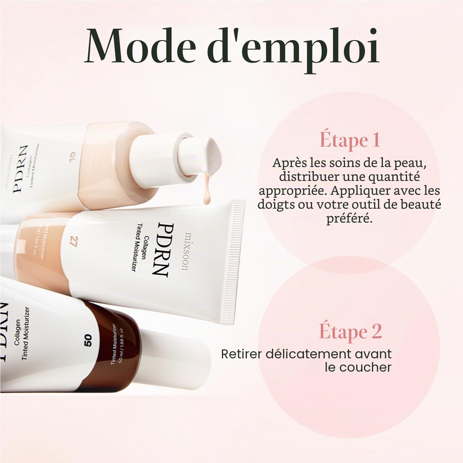 mixsoon PDRN Collagen Tinted Moisturizer No. 10 Ease - Base infusée de soin de la peau avec PDRN et peptides de riz - Brillance vibrante 24H et hydratation lumineuse - 10 nuances - Peau en verre