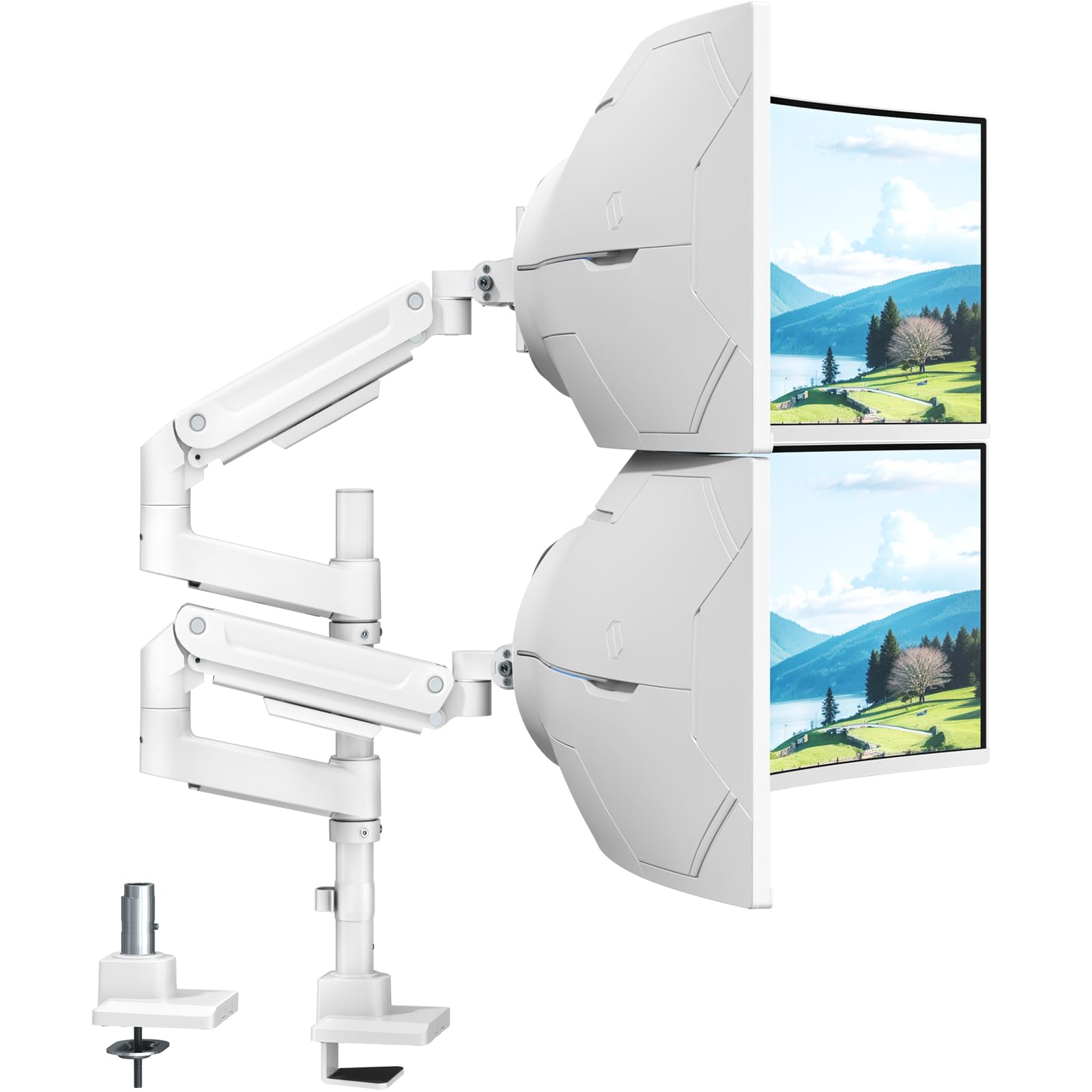 Supporto per Monitor PUTORSEN per 2 Schermi da 17 a 49 Pollici - Fino a 20 kg per braccio, supporto extra-lungo regolabile in altezza e orientabile per un'ergonomia ottimale, VESA 75/100 mm.