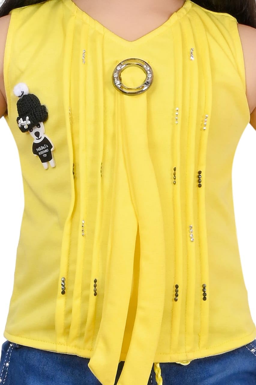 Jbegam Girls Printed Jeans hot Pant Set for Girls offers donot miss