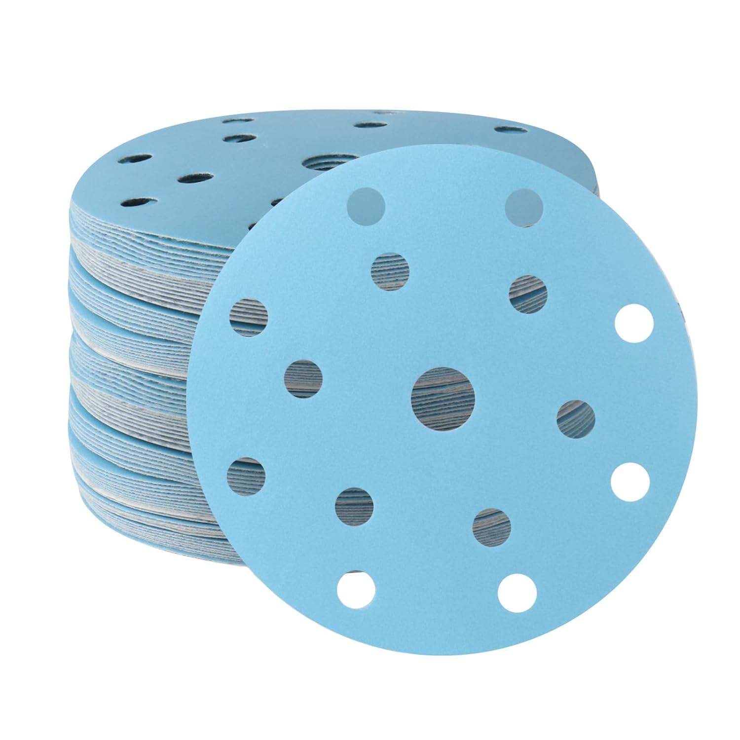 6 Inch 15 Hole Sanding Discs 240 Grit Hook and Loop Sanding Disc Blue Ceramic Sanding Discs