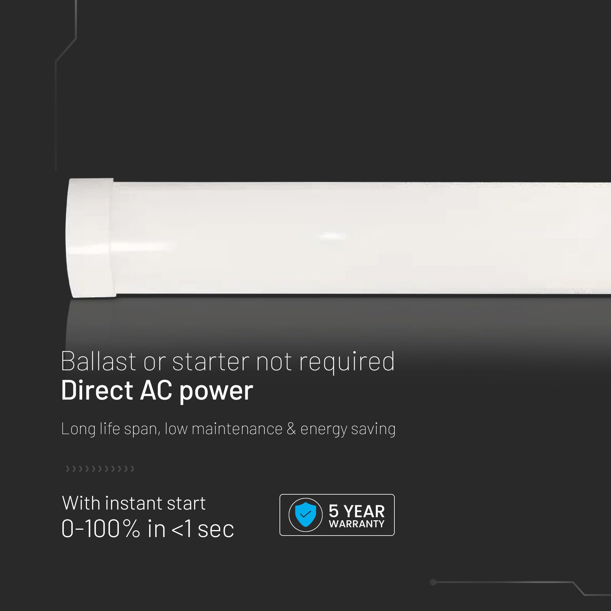 V-TAC 2x Plafoniera LED 150 CM da Soffitto o Parete - 50W - Chip Samsung - Lampada Rettangolare 6000 Lumen IP20 per Parete, Garage, Negozio,Magazzino - Plafoniere Tubo - Luce 4000K Bianca Naturale