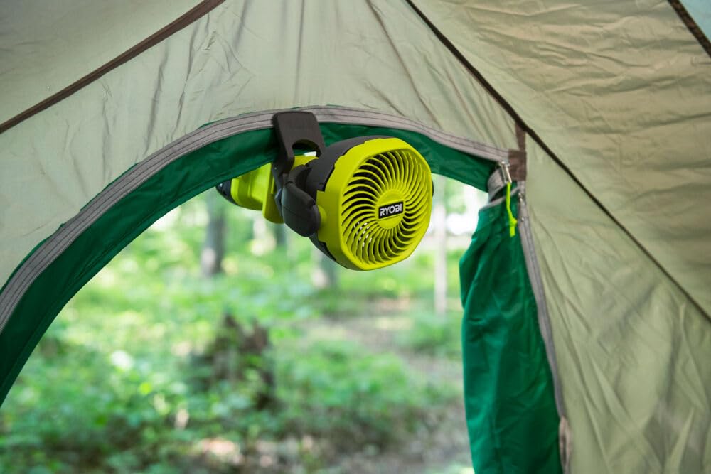 RYOBI - Ventilateur Sans Fil 18V ONE+ RCF18-0 – 2 Vitesses, Silencieux, Tête orientable – Parfait pour Télétravail, Bureau, Camping – Batterie Non Incluse