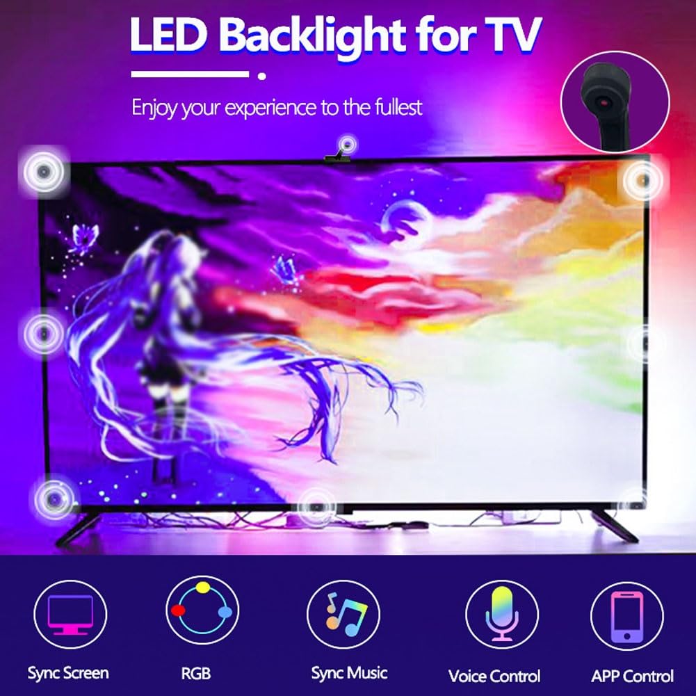 Striscia luminosa a LED for TV,luce gioco a LED con fotocamera su schermo,barra luminosa ambientale for TV con display da 55-75 pollici,barra luminosa LED con sincronizzazione della luce dello schermo