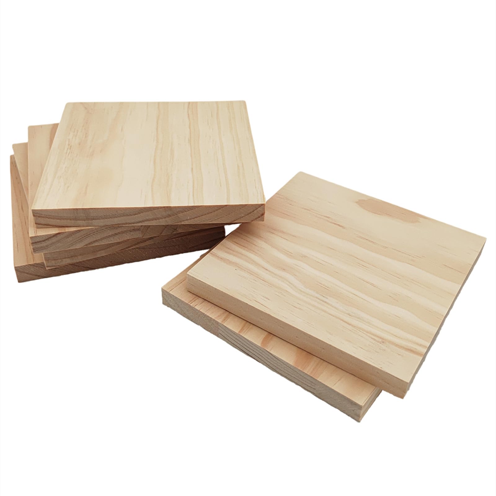 Lot De 50 Morceaux De Bois Carrés Non Finis 9 Cm X 6 Cm - Tranches De Bois Brut Pour Peinture, Bricolage Et Décoration