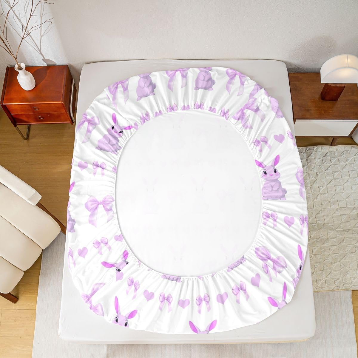 Manfei Juego de sábanas bajeras de 3 piezas con diseño de rabino kawaii, tamaño King, zanahorias de acuarela, con 2 fundas de almohada, decoración de habitación infantil y niña, suave (no se vende