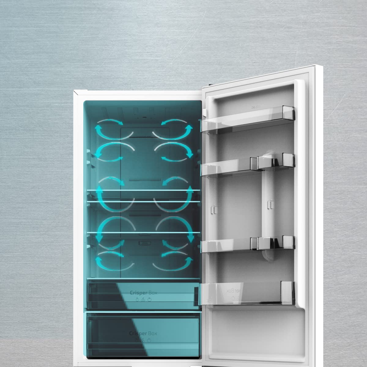 Cecotec Frigorífico Combi 2 Puertas Bolero CoolMarket Combi 322 White D. 322 L, Altura 185 y 60 cm de Ancho, Bajo Consumo, Motor Inverter, Sistema Multi Air Flow, Total No frost