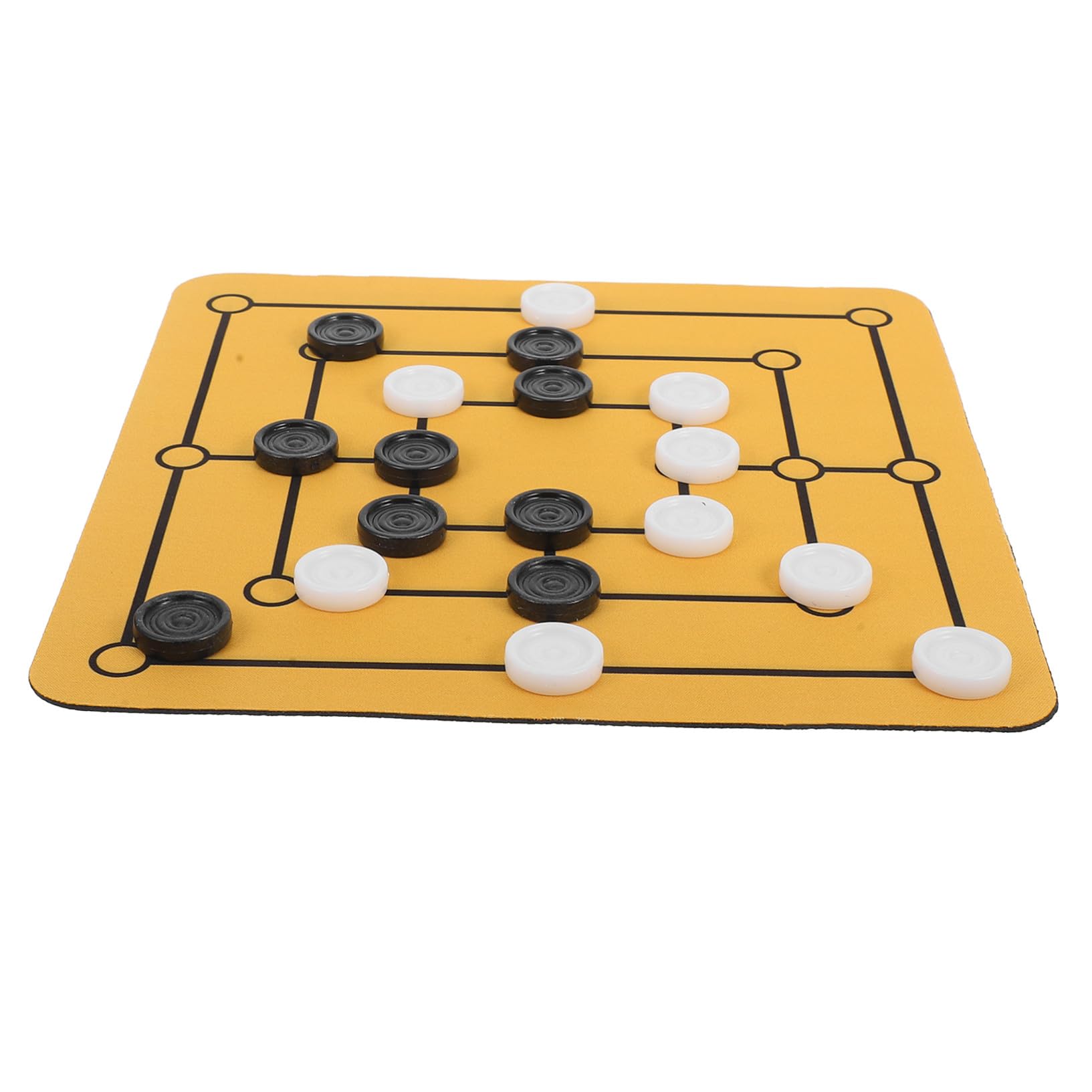 Yardwe Nine Men S Morris Game Portable Tabletop Chessboard with 18 Pieces Abs and Rubber Desktop Strategy Game for Family Gatherings Travel Party Desk Play