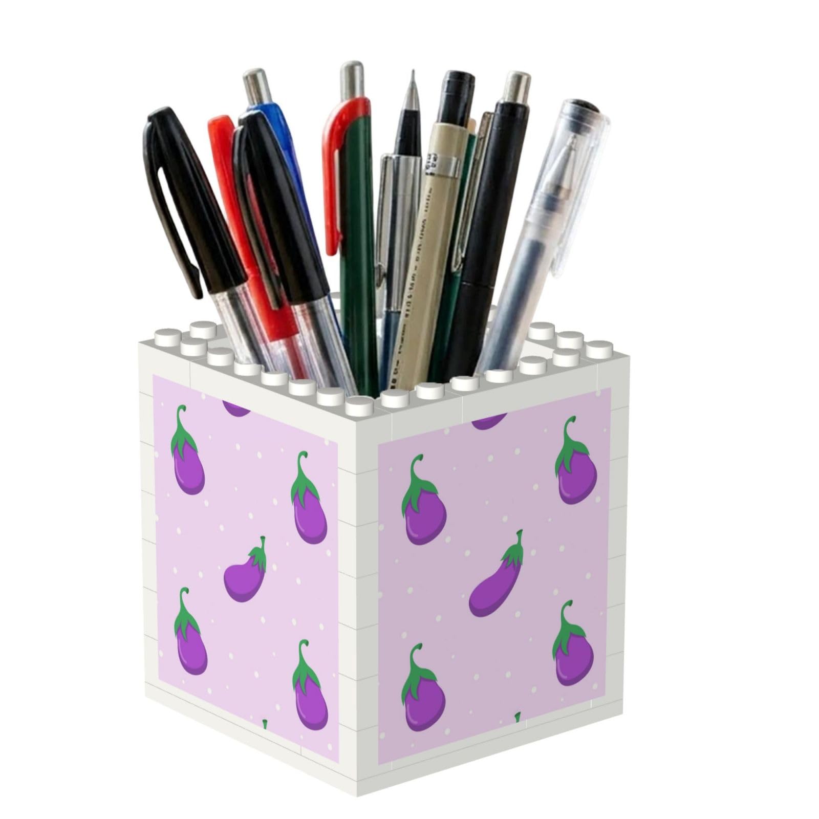 Poadnly Eggplant Vegetable Fruit, Pen Pot Pencil Holder for Office Home School, Compact Desk Organiser for Office Stationery