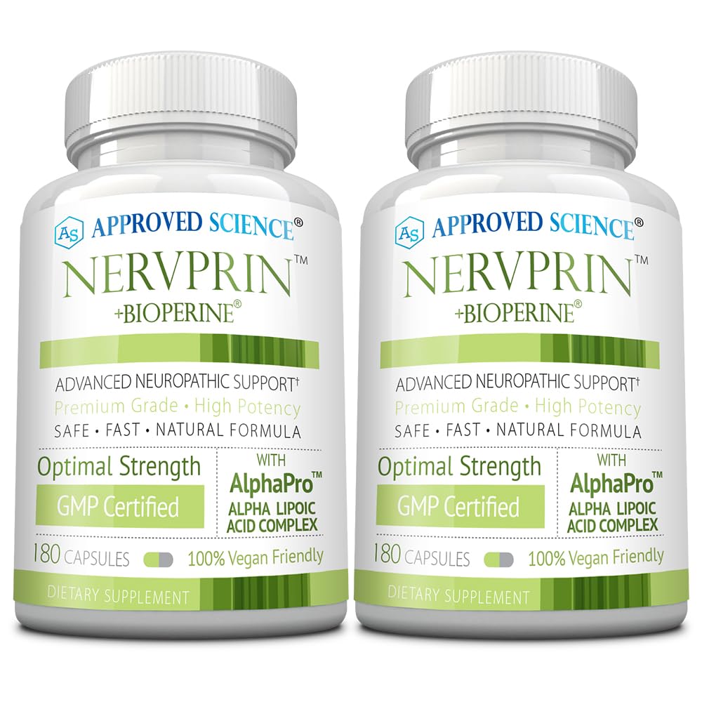 Approved Science Nervprin - Nerve Support - Benfotiamine, B12, R-Alpha-Lipoic Acid, Corydalis, Boswellia, BioPerine - 360 Capsules - Made in The USA
