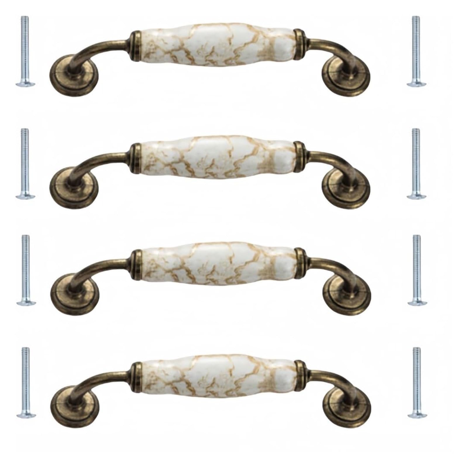 Lqzaxsrdr 150*30Mm Ceramic Cupboard Drawer Handle Knobs, Ceramic Door Knobs, 4Pcs Marble Single Hole Cabinet Drawer Handle Multiple Sizes(150 * 30Mm)