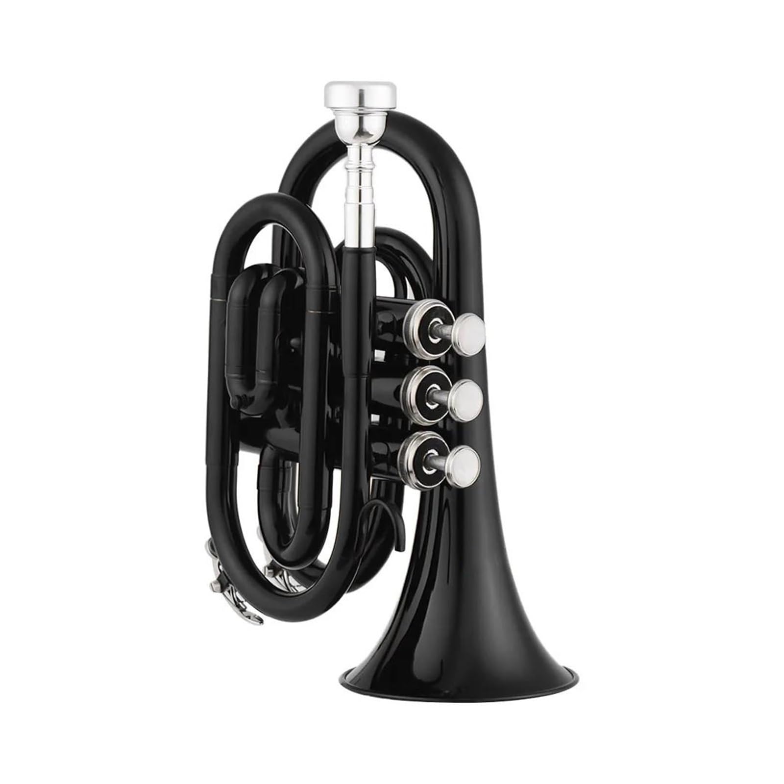 Trąbki Trąbka Kieszonkowa Bb, Płaski Instrument Dęty Z Mosiądzu Z Ustnikiem, Futerał Do Przenoszenia Akcesoriów (Color : Bk)