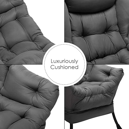 Miniatura 139 de HollyHOME - Silla perezosa grande de tela para sala de estar, silla de lectura, acogedora silla de descanso con reposabrazos, sofá de ocio, color