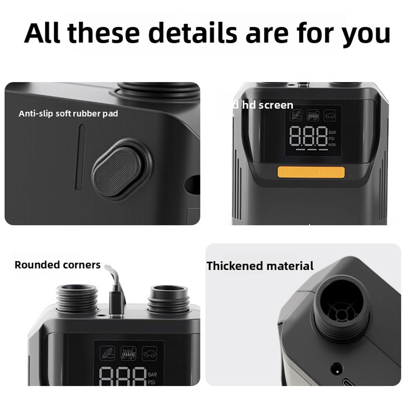 Eujgoov Inflador de Neumáticos Portátiles 50 PSI Auto Apagado de la Pantalla LED, Bomba de Aire Eléctrica con Batería para Neumáticos para Automóviles, Colchón, Carpas, Kayaks