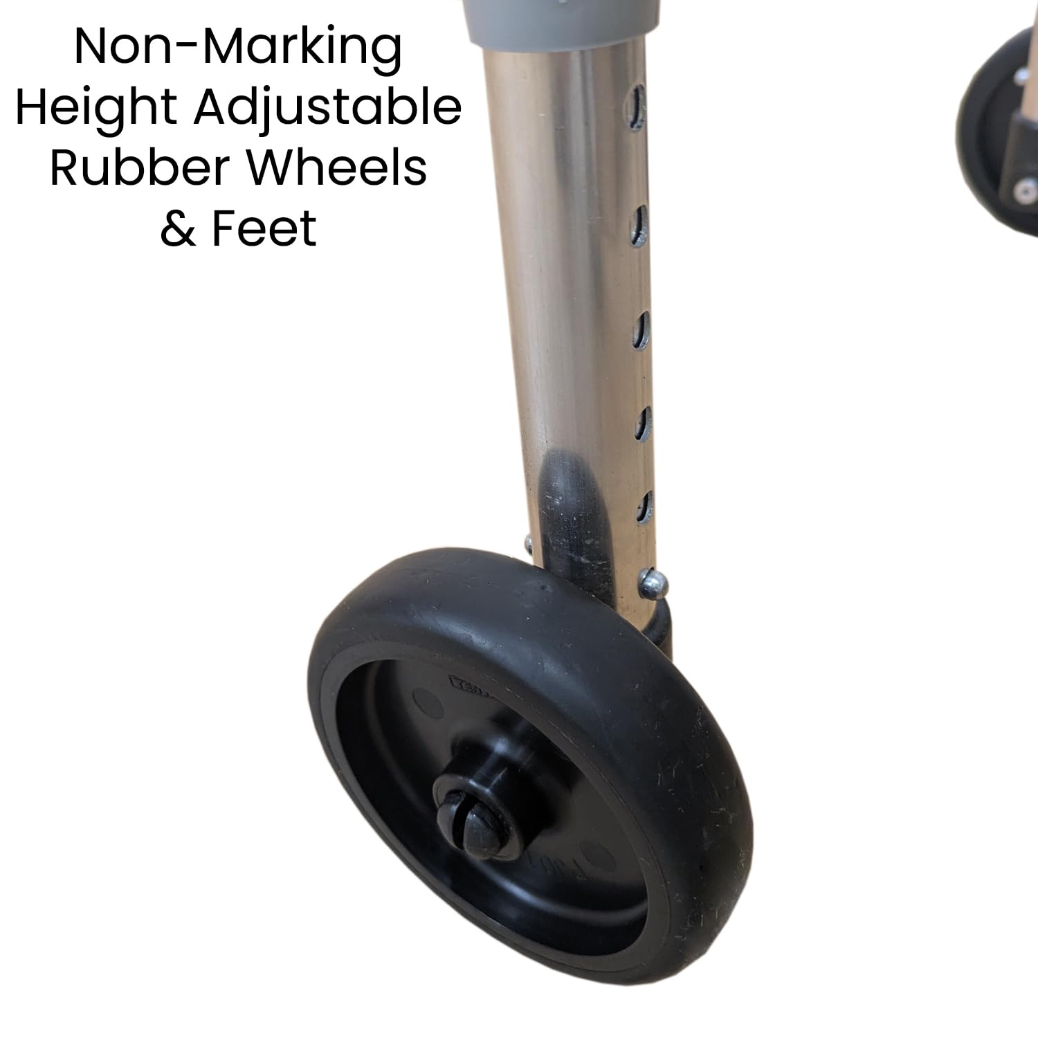 Ultra wąska rama do chodzenia z kółkami, smukła konstrukcja, szerokość 520 mm, mała, lekkie aluminium, antypoślizgowe gumowe okucia, ergonomiczne uchwyty, pomoc w chodzeniu rehabilitacyjnym