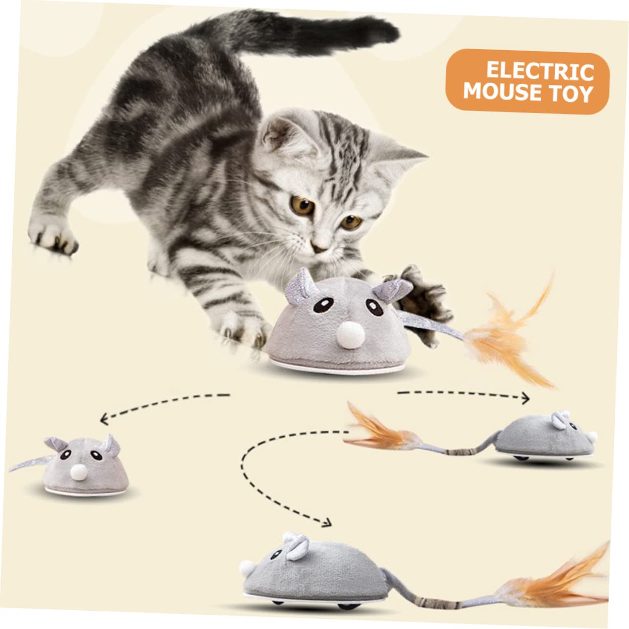 INOOMP 4stücke Interaktives Katzenspielzeug Elektrische Mäuse Für Indoor-Katzen Aufladbar Fördert Spaß Und Bewegung Für Spielende Katzen Schützt Möbel Vor Kratzern