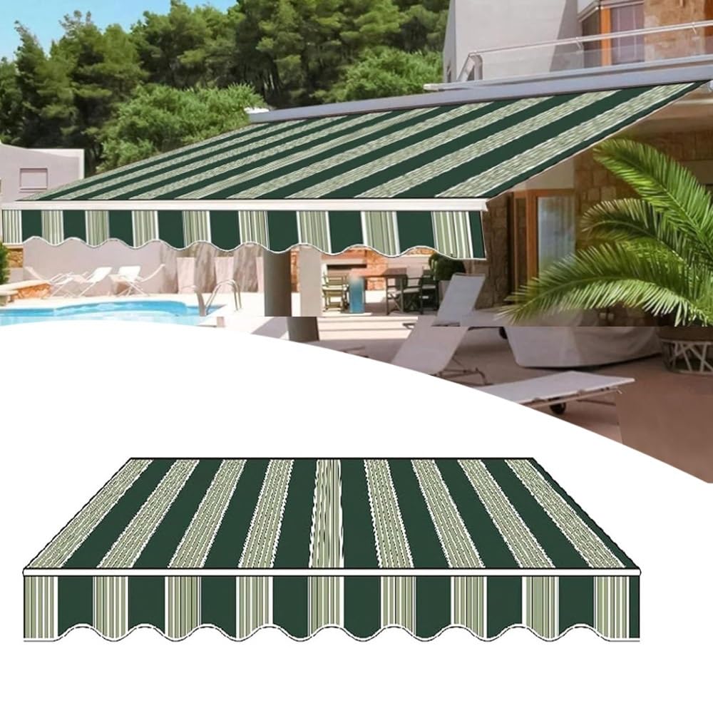 Toldo retráctil de repuesto contra el calor extremo en terrazas a rayas de 350x250cm
