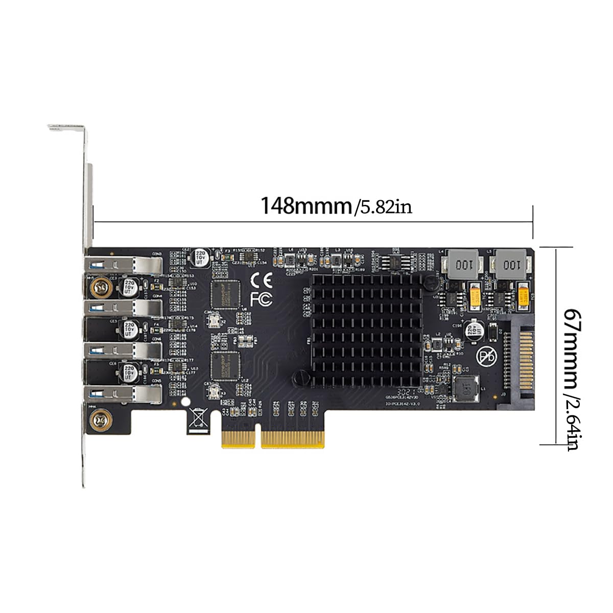 PCIe 3.0 X4 na 4-portowa karta rozszerzeń USB 3.2 Gen2 – szybki przemysłowy adapter USB 40 Gb/s, z 4 niezależnymi portami 10 Gb/s, kompatybilny z komputerami stacjonarnymi i serwerami