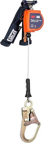 3M DBI-SALA Nano-Lok Edge Línea de Vida Autorretráctil con Conexión Rápida 3500292, Cable, Gancho de Barra de Refuerzo de Acero, 7.3 pies, Clase 2