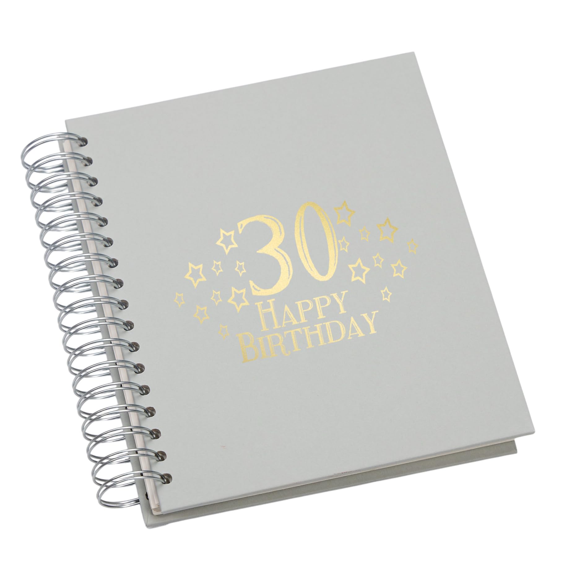 Large 30th Birthday Photo Album Memory Keepsake, Stars Design, Multiple Colour Options, Fits 6x4 or 5x7 Photos (Grey, 4 x 6 Inch)