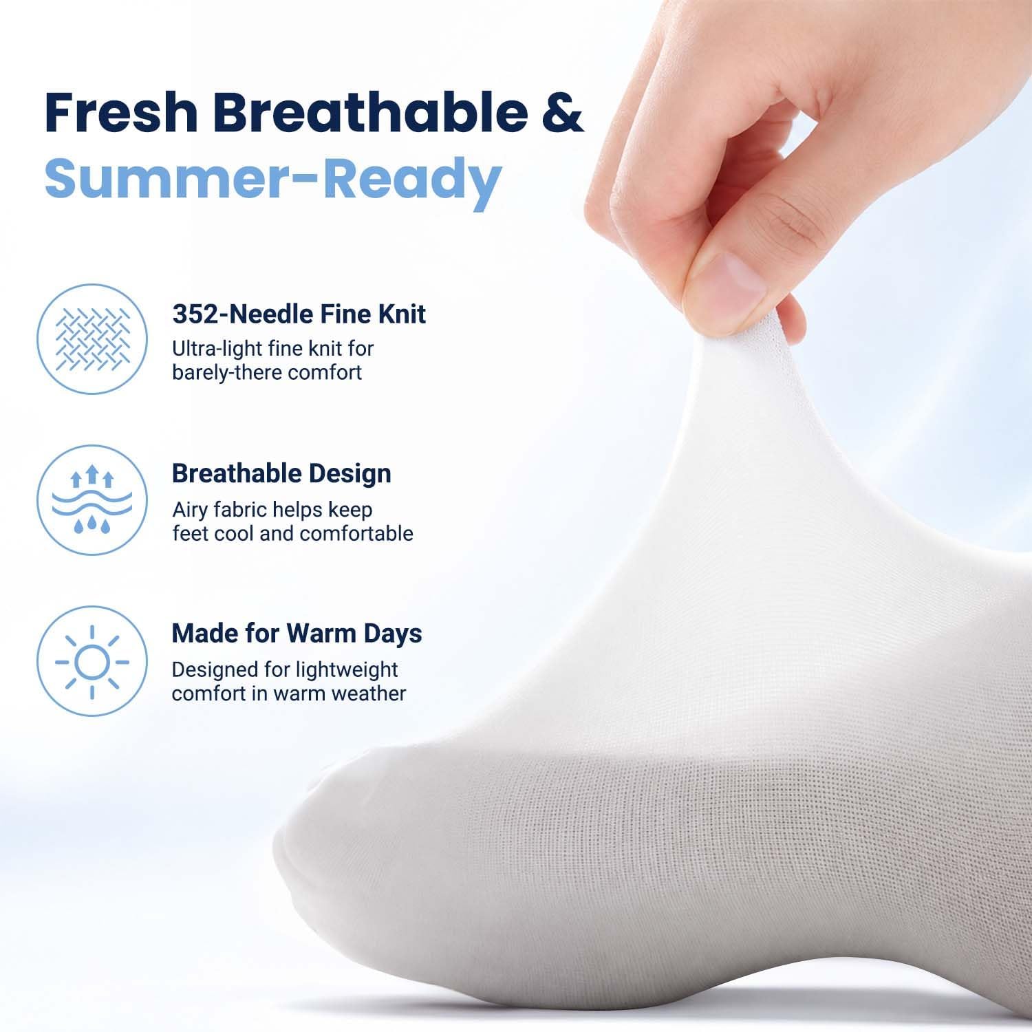 Compression Socks for Women & Men, 20–30 mmHg Knee High, 2 Pairs Lightweight Breathable Support Socks