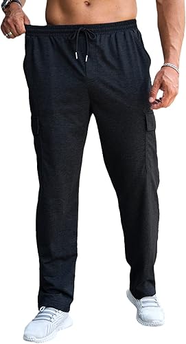 Miniatura 3 de CTU Pantalones deportivos holgados de moda para hombre, ligeros, para entrenamiento, pantalones deportivos con parte inferior abierta con bolsillos
