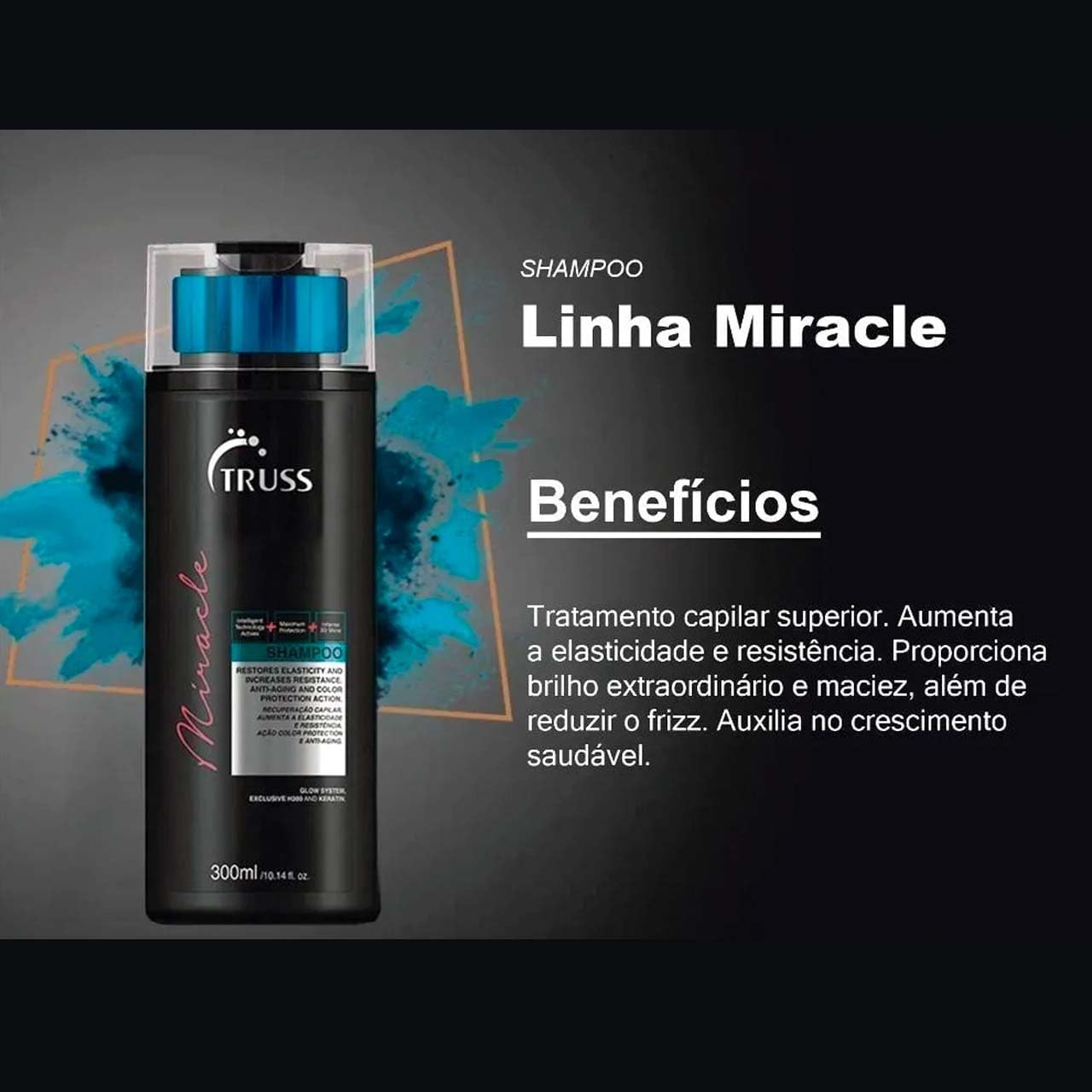 Truss Shampoo Miracle | Limpeza Suave e Reconstrução com Brilho 3D e Ação Anti-Aging | 300ml